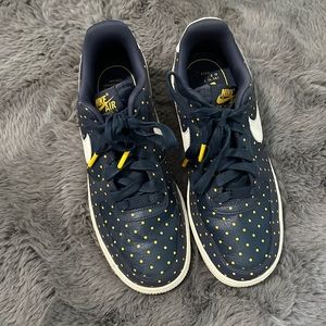 Navy Blue and Yellow Polka Dot Nike Air Force 1’s